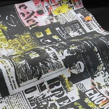 Purple T Shirts Newspaper Printed Cotton Casual Short Sleeves Men and Women