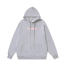 OW letter print pattern pullover hooded sweater