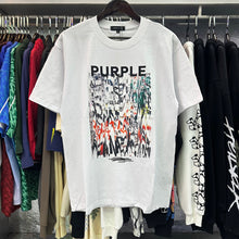 Purple T Shirts Painted Printed Cotton Short Sleeves Men and Women
