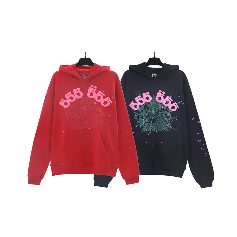 Sp5der Hoodie Cobweb Puff Print Pure Cotton