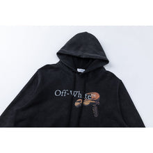 OW Angel Violin Pattern Pullover Hooded Sweater