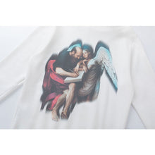 OW angel oil painting pattern pullover hooded sweater