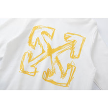 OW Whirlwind Letter Arrow Pattern Pullover Hooded Sweater