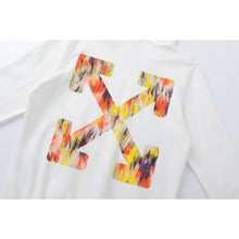 OW Maple Leaf Letter Arrow Pattern Pullover Hooded Sweater
