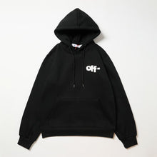 OW large letter print pattern fleece hooded sweater