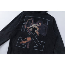OW Angel Violin Pattern Pullover Hooded Sweater