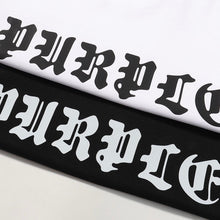 Purple T Shirts Gothic Letter Print Cotton Casual Short Sleeves Men and Women