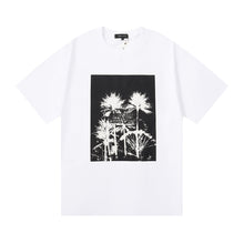 Purple T Shirts Coconut Palm Print Casual Versatile Short Sleeve Men and Women