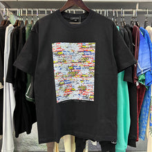 Purple T Shirts Oil Painting Stickers Cotton Short Sleeves Men and Women