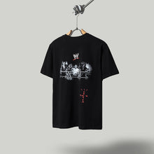 Travis Scott T Shirts x WWE collaboration: John Cena and Dwayne Johnson pose for a photo together. Letter-printed retro short-sleeved T-shirt.