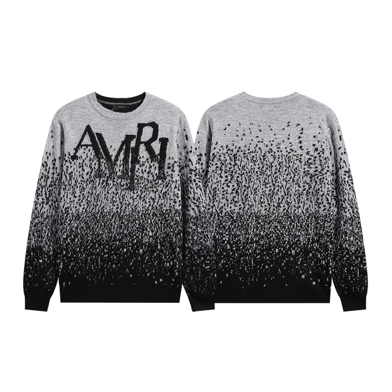 Amiri sweater Round-neck ink-wash painting style