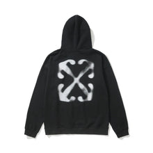 OW Fuzzy Arrow Pattern Pullover Hooded Sweater