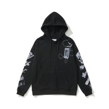 OW headphones flower pattern pullover hooded sweater