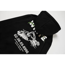 OW excavator letter pattern fleece hooded sweater