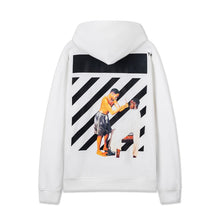OW Black Barber Pattern Pullover Hooded Sweatshirt