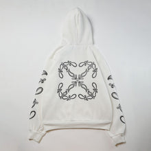 OW cashew flower arrow pattern plus fleece hooded sweatshirt