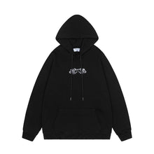 OW cashew flower embroidered pattern pullover hooded sweatshirt