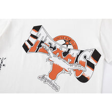 Travis Scott T Shirts x Mitchell x Ness Texas Longhorns Hand-Drawn collaboration short-sleeve