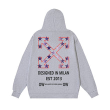 OW Star Letter Arrow Pattern Pullover Hooded Sweater
