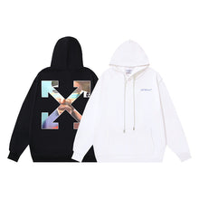 OW Portrait Arrow Pattern Pullover Hooded Sweater