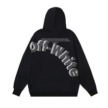 OW oblique LOGO letter print pullover hooded sweater