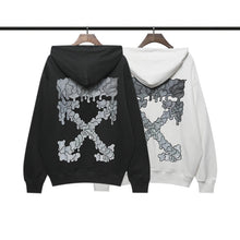 OFF Grey Melting Arrow Pattern Hooded Sweatshirt