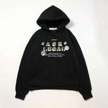 OW dotted letter arrow pattern fleece hooded sweater