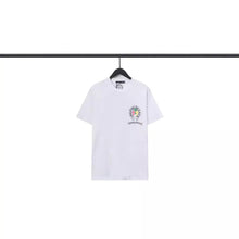 CHH  Heart T Shirts Crowe Scroll Heart Color Cross Print Crew Neck Short Sleeve
