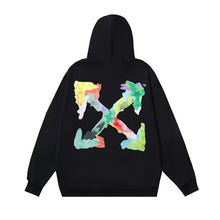 OW leaf colorful graffiti arrow print hooded sweatshirt