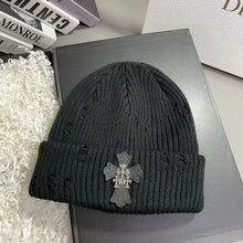 CHH  Heart Beanie Ripped Cross Knitted Hat Warm Hat Wool
