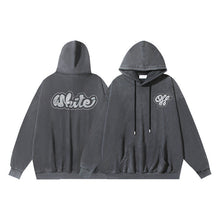 OW creative letter pattern washing water old hooded sweater
