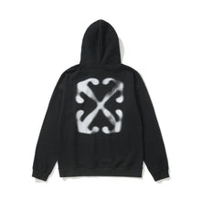 OW Fuzzy Arrow Pattern Pullover Hooded Sweater