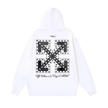 OW letter arrow pattern pullover hooded sweater