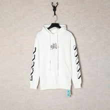 OW curved arrow pattern pullover hooded sweater