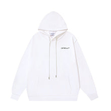 OW oblique LOGO letter print pullover hooded sweater