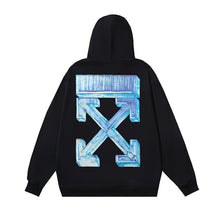 OW three-dimensional square arrow pattern pullover hooded sweater