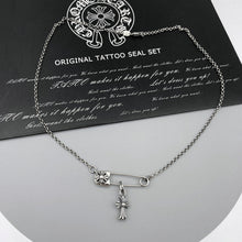 Chrome Hearts Necklace Men's and Women's Vintage Diamond-encrusted Mini Cross Pendant Pin Collarbone Chain