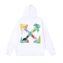 OW leaf colorful graffiti arrow print hooded sweatshirt
