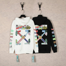 OW cartoon pattern arrow hooded sweater
