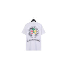 CHH  Heart T Shirts Crowe Scroll Heart Color Cross Print Crew Neck Short Sleeve