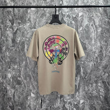 CHH Heart T Shirts Crowe Sanskrit Horseshoe Wash Old Short Sleeve Loose Crew Neck T-Shirt