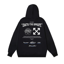 OW palm globe letter print pattern hooded sweatshirt