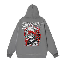 OW cartoon letter pattern print hooded sweater