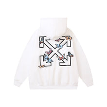 Autumn and winter OW butterfly letter arrow pattern pullover fleece hooded sweater
