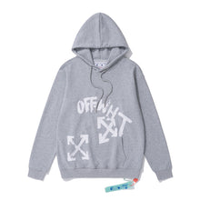 OW Square Letter Arrow Pattern Hooded Sweater