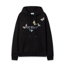 OW Butterfly Letter Print Pattern Pullover Hooded Sweater