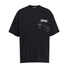 CHH Heart T Shirts Cross Color Leather Printed Short Sleeve T-Shirt Loose