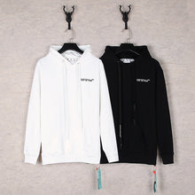 OW embroidered square arrow pattern hooded sweater