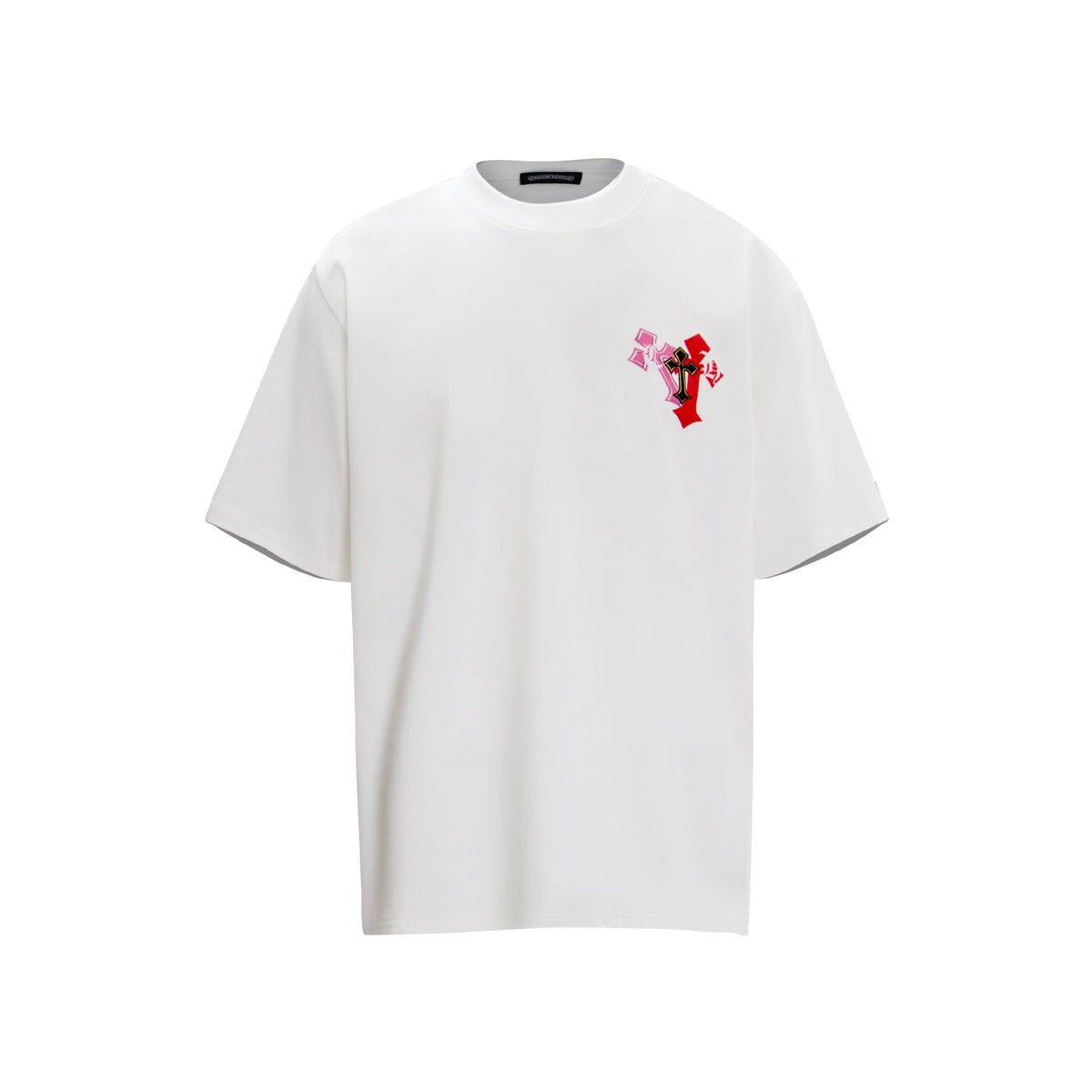 CHH Heart T Shirts Sanskrit Rainbow Cross Foam Short Sleeve T-Shirt