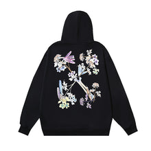 OW plant floral print pattern hooded sweater